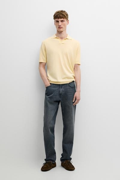Massimo Dutti Поло из хлопка и льна вязаное