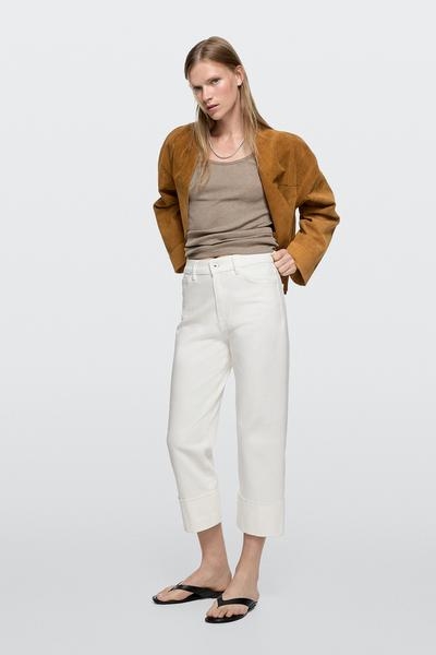 Massimo Dutti Капри средней посадки с отворотами на подолах купить с доставкой.
