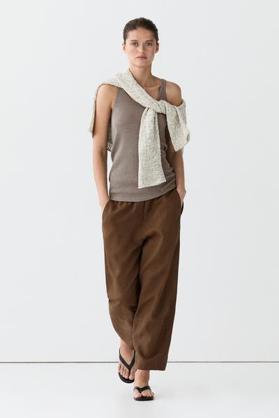 Massimo Dutti Льняные брюки с деталями на резинке
