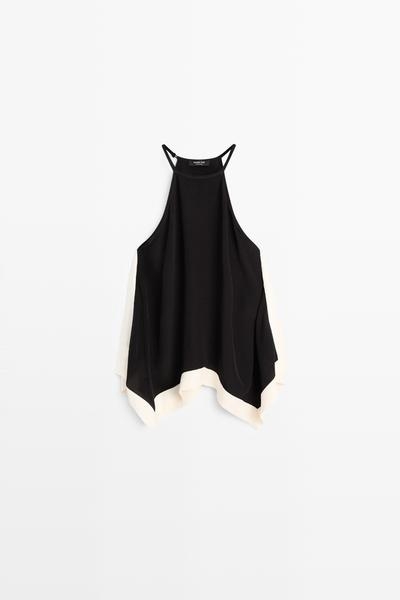 Massimo Dutti Длинный топ с контрастным верхом купить с доставкой.