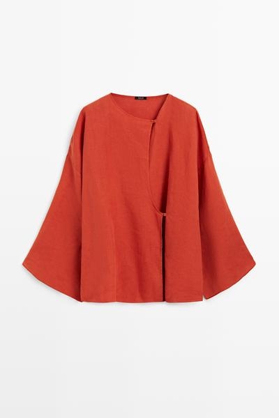 Massimo Dutti Блуза из 100% льна с завышенной талией