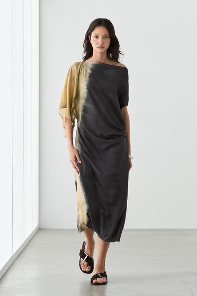 Massimo Dutti Платье миди с техникой тай дай купить с доставкой.