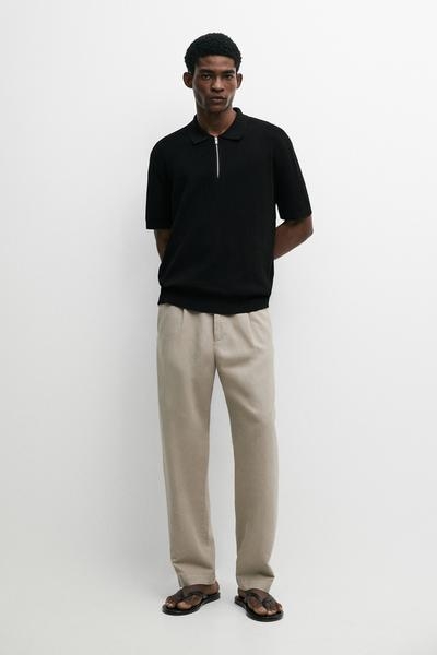 Massimo Dutti Вязанный свитер-поло с воротником на молнии