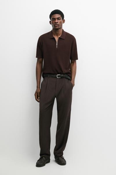 Massimo Dutti Вязанный свитер-поло с воротником на молнии