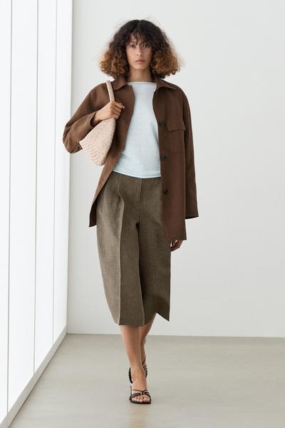 Massimo Dutti Бермуды из меланжевого льна с плавным падением