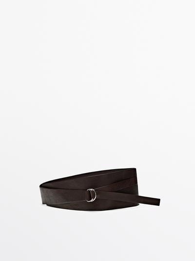 Massimo Dutti Кожаный пояс-лента с пряжкой
