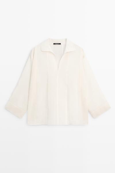 Massimo Dutti Прозрачная блузка с деталями шва купить с доставкой.
