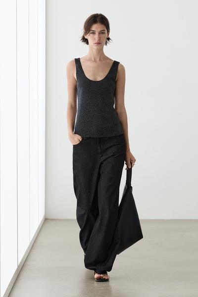 Massimo Dutti Блузка с металлическим эффектом и тонкими бретелями купить с доставкой.
