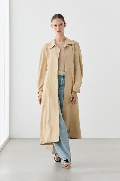 Massimo Dutti Длинное пальто из замши
