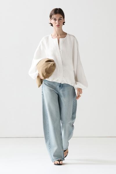 Massimo Dutti Бомбер из 100% льна с вышивкой