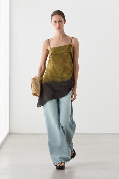 Massimo Dutti Асимметричный топ с бретелями и драпировкой