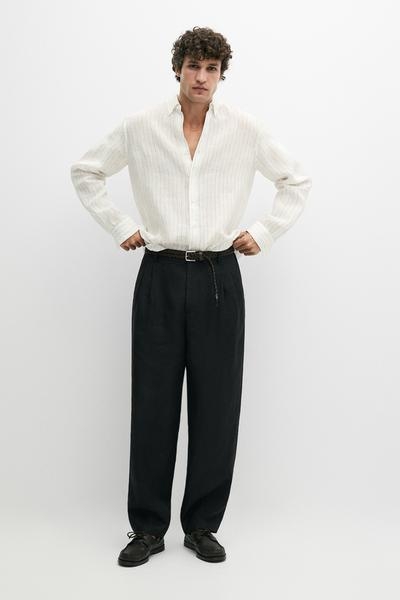 Massimo Dutti Брюки из 100% льна с двойными вытачками