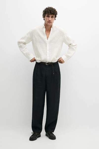 Брюки из 100% льна с двойными вытачками