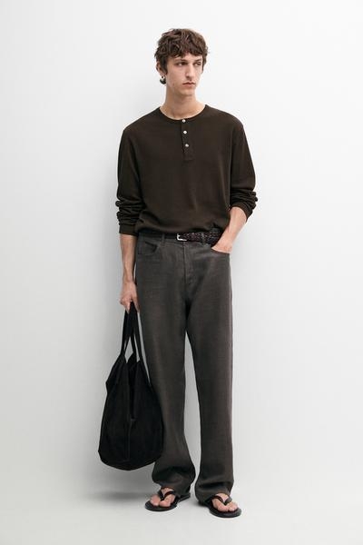 Massimo Dutti Футболка с длинным рукавом и горловиной HENLEY