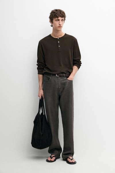 Футболка с длинным рукавом и горловиной henley