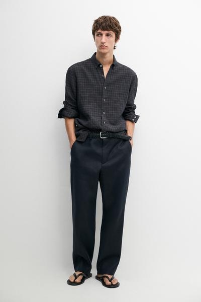 Massimo Dutti Рубашка из 100% льна в клетку