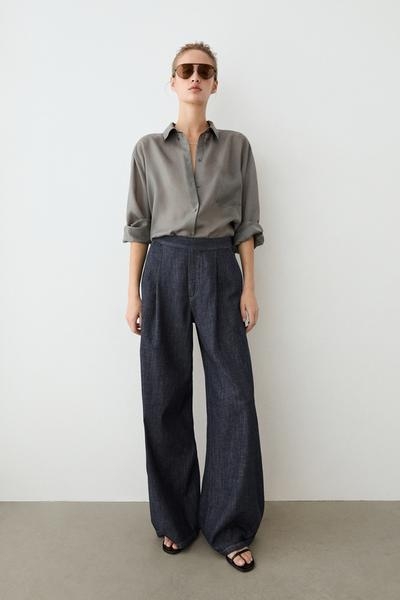 Massimo Dutti Брюки-джоггеры из смесового хлопка с защипами