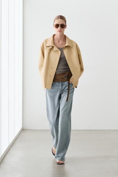Massimo Dutti Рубашка из натуральной кожи наппа