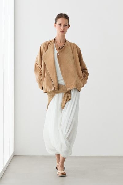 Massimo Dutti Куртка из замши с перекрестным застежкой купить с доставкой.
