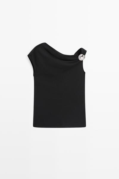 Massimo Dutti Топ с асимметричным вырезом и деталями из страз
