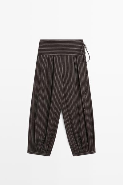 Massimo Dutti Полосатые брюки-саруэль с деталями пояса