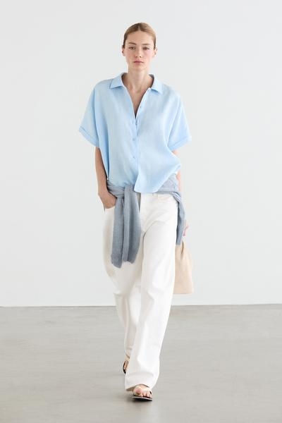Massimo Dutti Рубашка из 100% льна с короткими рукавами купить с доставкой.
