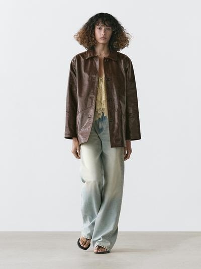 Massimo Dutti Куртка из овечьей кожи с карманами купить с доставкой.