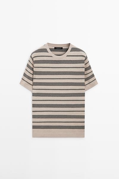 Massimo Dutti Майка с короткими рукавами в полоску из трикотажа