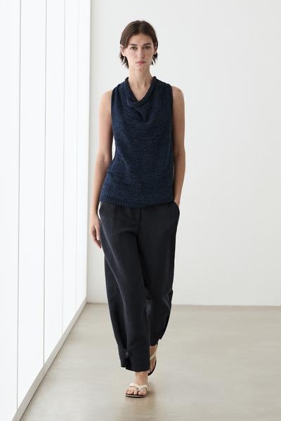 Massimo Dutti Брюки из льняно-вискозной смеси с застежкой на пуговицу купить с доставкой.