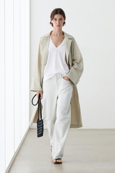 Massimo Dutti Футболка с укороченным кроем и V-образным вырезом