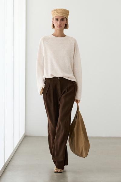 Massimo Dutti Брюки с высокой посадкой и широкими штанинами с защипами