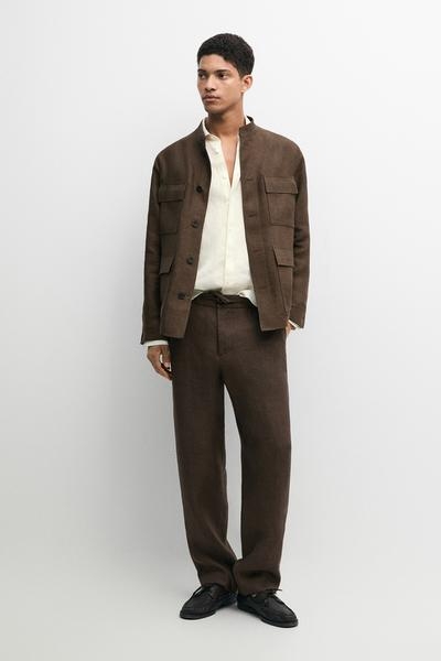 Massimo Dutti Льняная рубашка TOTAL LOOK с эффектом выцветания купить с доставкой.