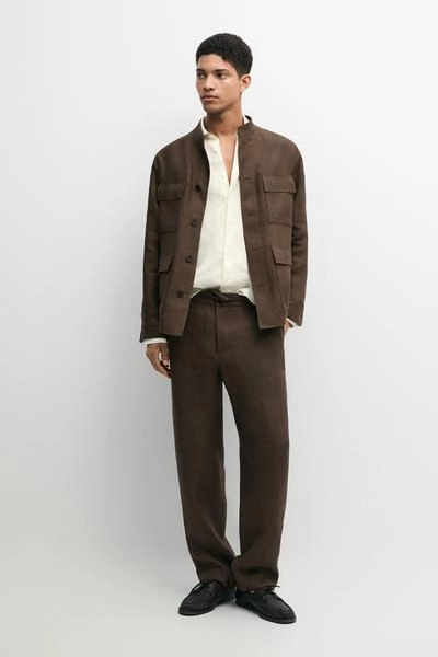 Total look faded linen overshirt