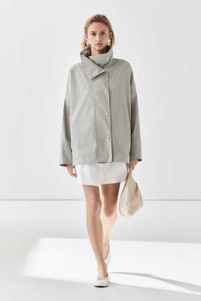 Massimo Dutti Жакет с высоким воротником из хлопковой смеси купить с доставкой.