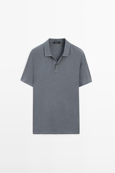 Massimo Dutti Поло с короткими рукавами из льна и хлопка