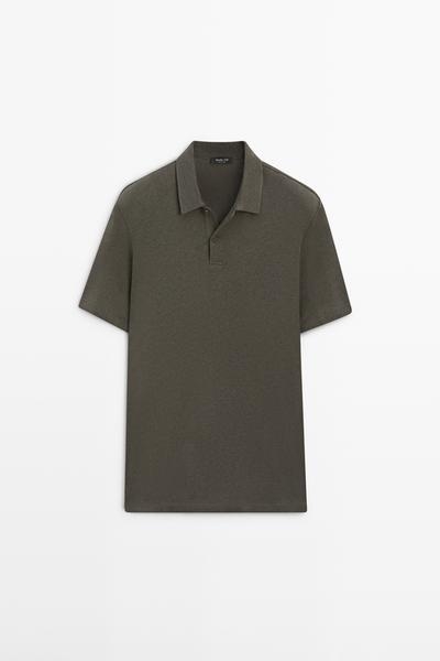 Massimo Dutti Поло с коротким рукавом из льна и хлопка