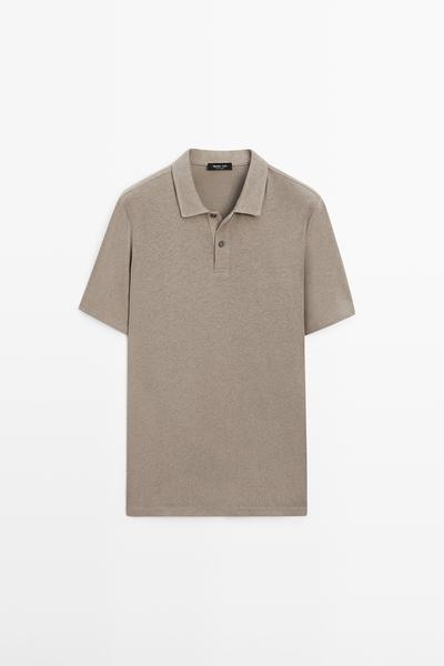 Massimo Dutti Поло из льна и хлопка с коротким рукавом