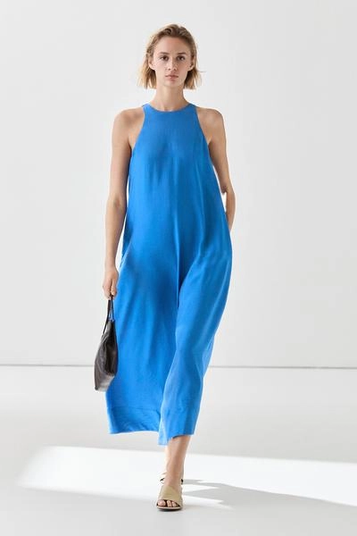 Massimo Dutti Длинное платье с льненым верхом на шее
