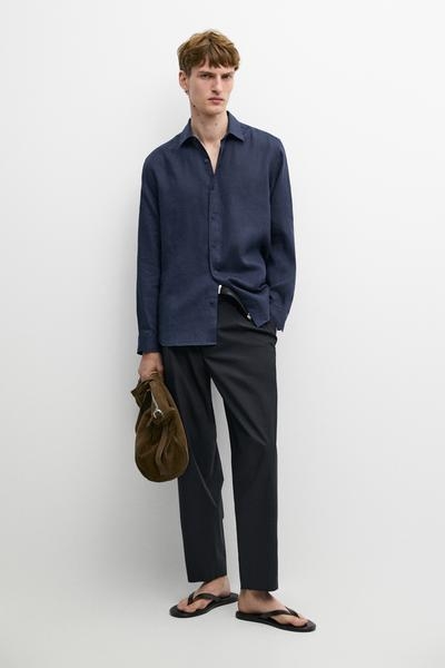 Massimo Dutti Приталенная рубашка из 100% льна