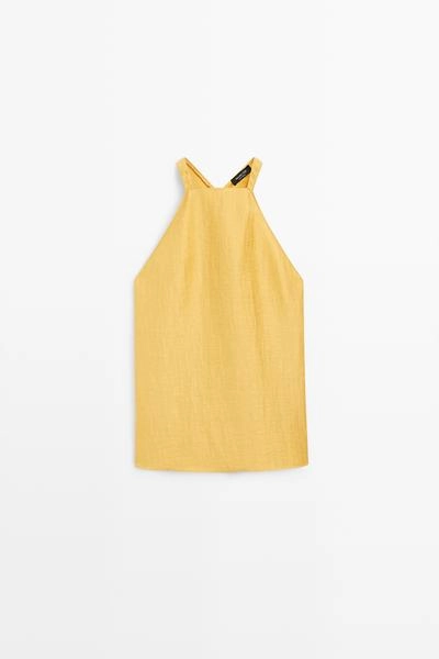 Linen blend halter top- Заказать в России