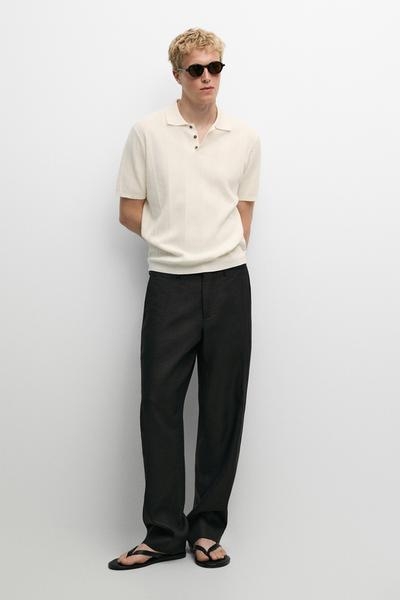 Massimo Dutti Поло с текстурой из 100% хлопка в полоску купить с доставкой.