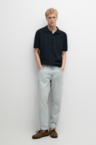 Massimo Dutti Поло с текстурой из 100% хлопка в полоску