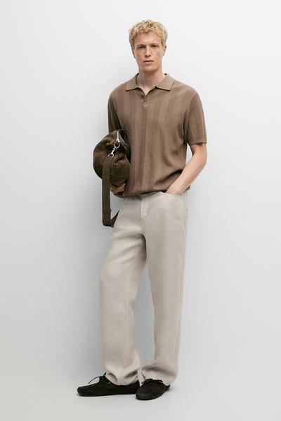 Massimo Dutti Поло с текстурой из 100% хлопка в полоску