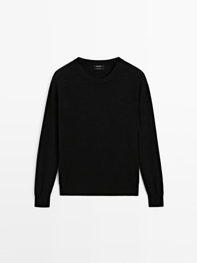 Massimo Dutti Кашемировый вязаный свитер с круглым вырезом