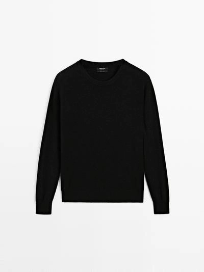Massimo Dutti Кашемировый вязаный свитер с круглым вырезом