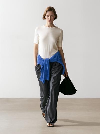 Massimo Dutti Брюки костюмные из ткани с добавлением шерсти в полоску купить с доставкой.