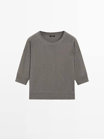 Massimo Dutti Свитер из хлопкового микса купить с доставкой.