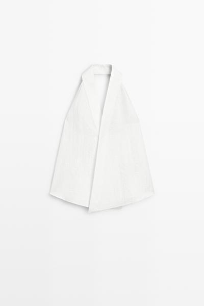 Massimo Dutti Топ на завязках из смеси льна с перекрещивающимся воротником