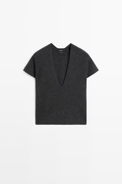 Massimo Dutti Свитер с коротким рукавом из 100% кашемира