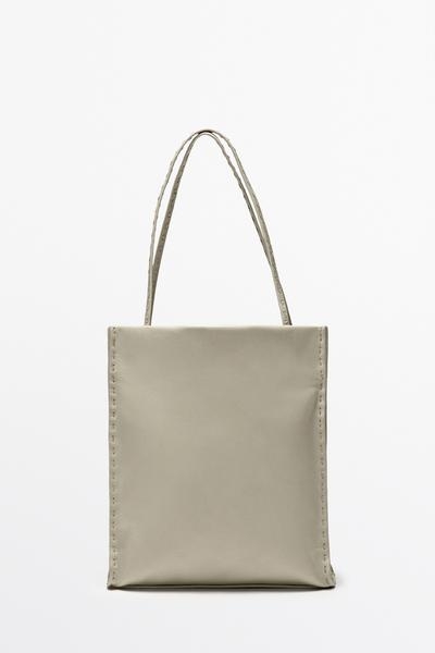 Massimo Dutti Сумка из кожи наппа с двумя отделениями купить с доставкой.